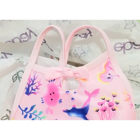 Wonder Nation Infant Swim Suit Size 18 Months Soft Pink One Piece, Sea Animals - Picture 2 of 3